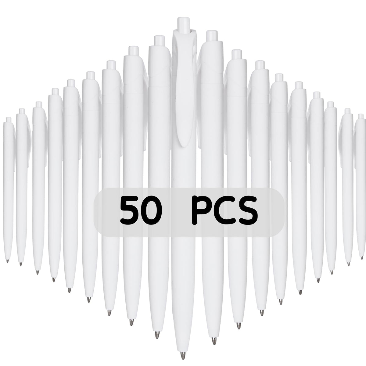 Wiaziert BallPoint Pens, 50 Pack (BLACK Ink),Bulk Pens, White Barrel,Click Pens for Office Home and