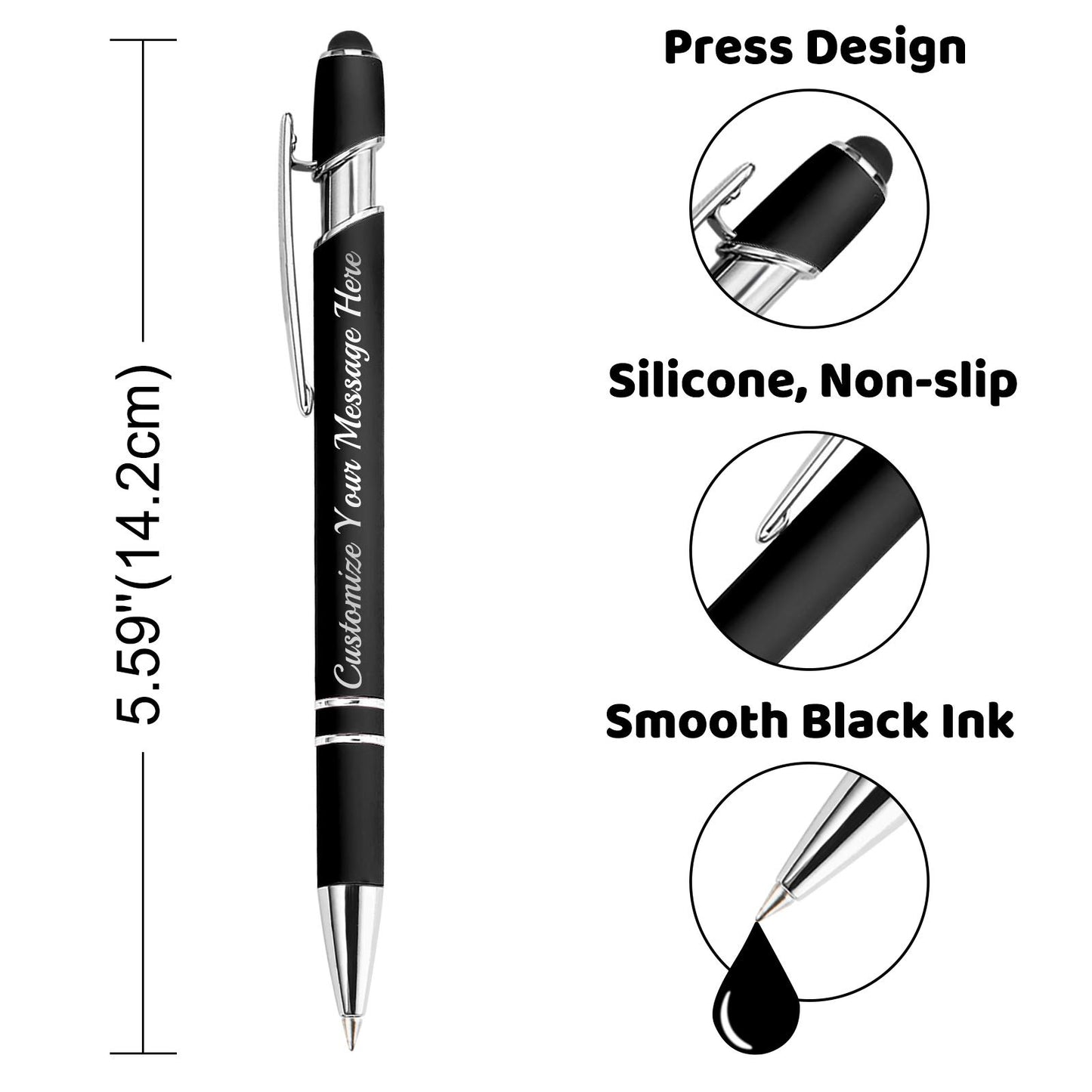 GIFTSDIY Personalized Pens with Stylus,Custom Engraving Ballpoint Pens,Imprinted with Your Logo or