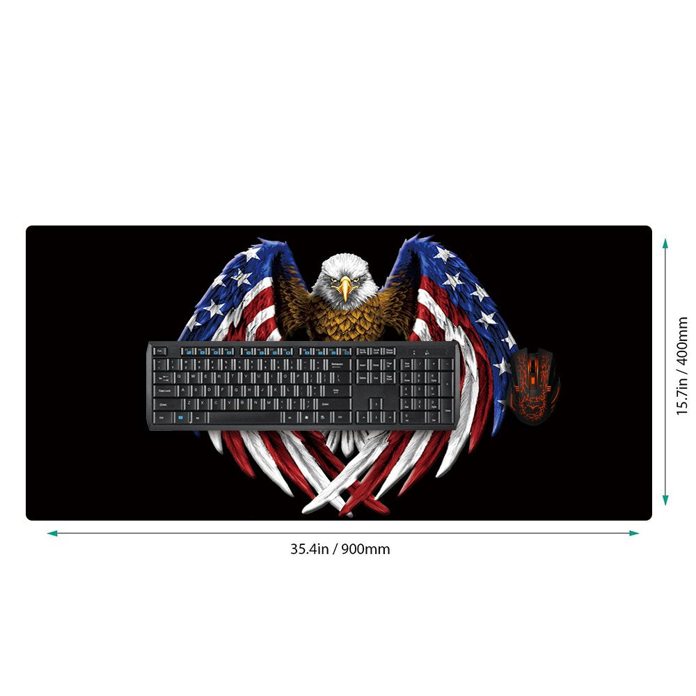 Cmhoo XXL Professional Large Mouse Pad & Computer Game Mouse Mat (35.4x15.7x0.1IN, US Eagle)