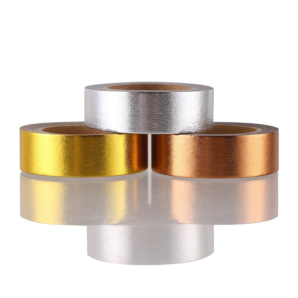DECORA 3 Pieces Gold Washi Masking Tape Collection Premium DIY Arts & Crafts Tape and Gift Wrapping