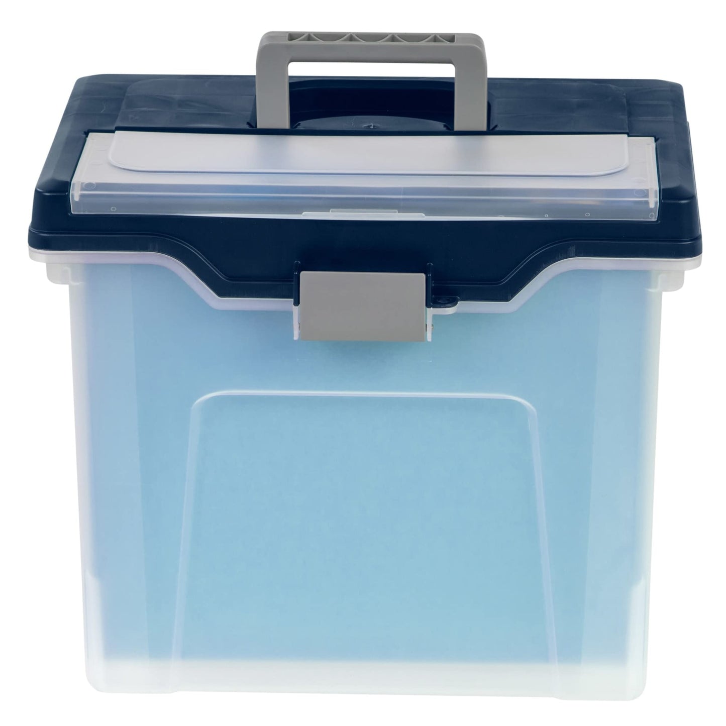 Office Depot Large Mobile File Box, Letter Size, 11 5/8in.H x 13 3/6in.W x 10in.D, Clear/Blue