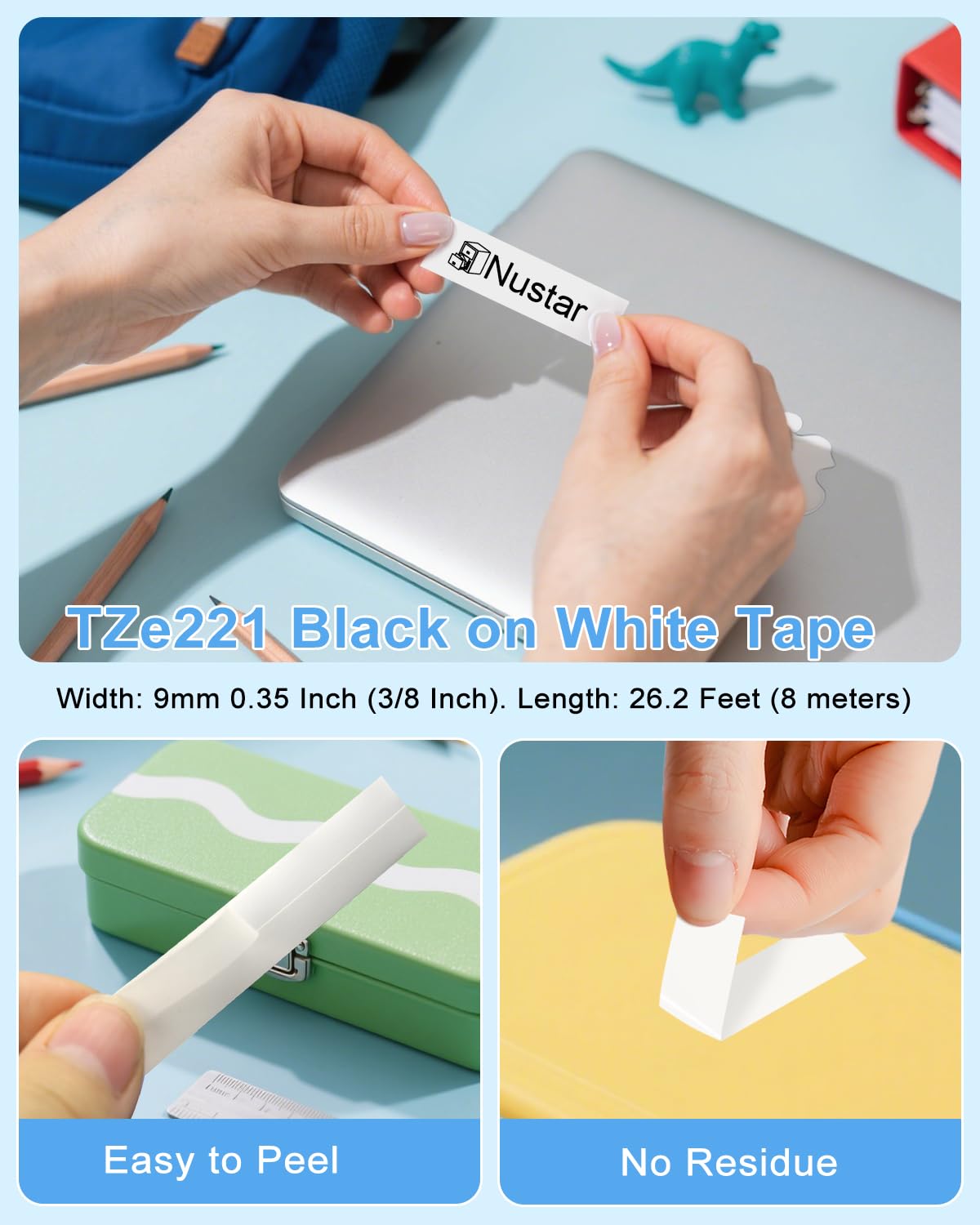 Replacement for Brother P Touch Label Maker Tape 9mm 0.35 Laminated White