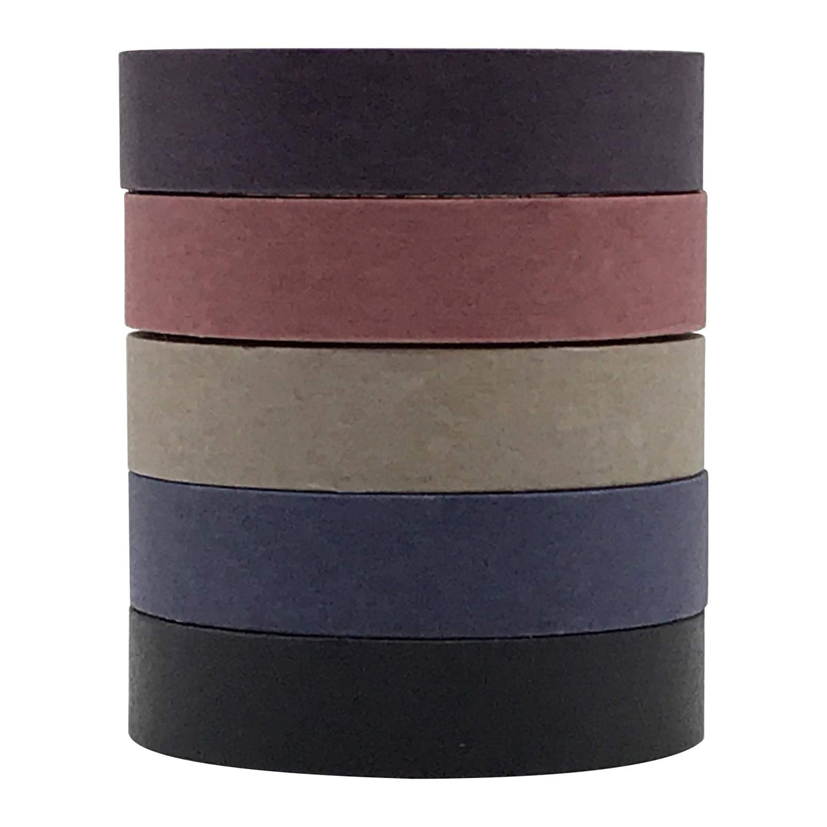 EnYan Solid Color Washi Tapes Set, 5 Rolls Basic Collection Decoration 10mm Wide Japanese Masking