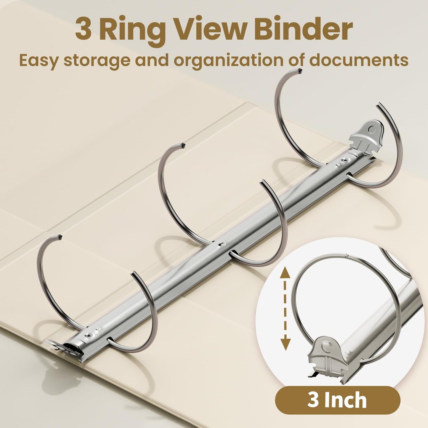 SUNEE 3 Ring Binder 3 Inch 4 Pack, Clear View Binder Three Ring PVC-Free (Fit 8.5x11 Inches) for