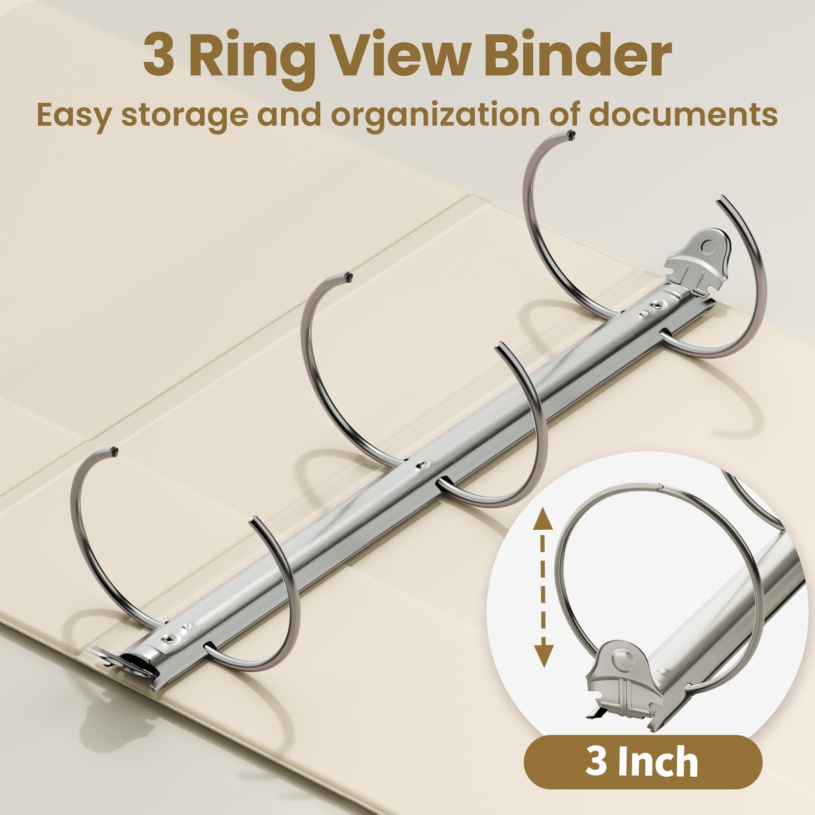 SUNEE 3 Ring Binder 3 Inch 4 Pack, Clear View Binder Three Ring PVC-Free (Fit 8.5x11 Inches) for