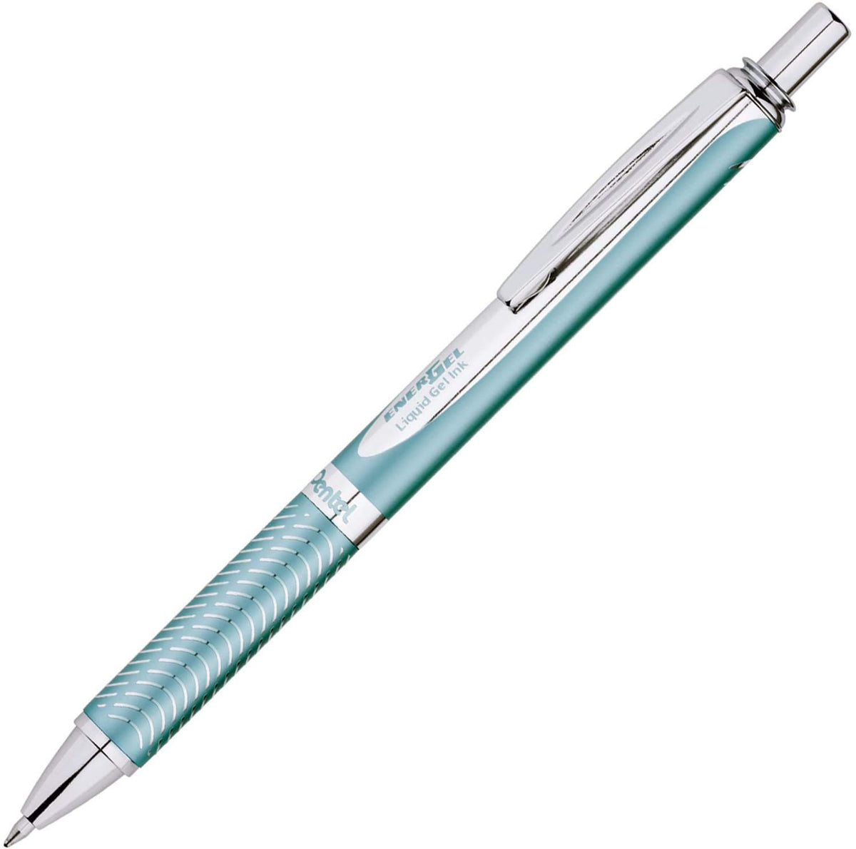 Pentel Energel 0.7mm Alloy Rt Retractable Gel Ink Pens - Pack of 3 - Black, Silver and Aquamarine