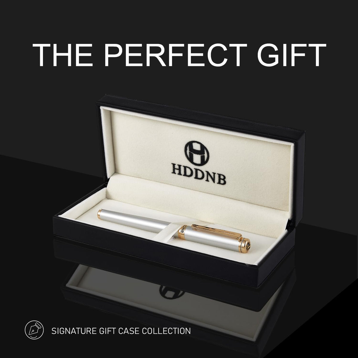 HDDNB Silver Luxury Fountain Pen Set for Men and Women with Gift Box, 24K Gold Finish and Gilded