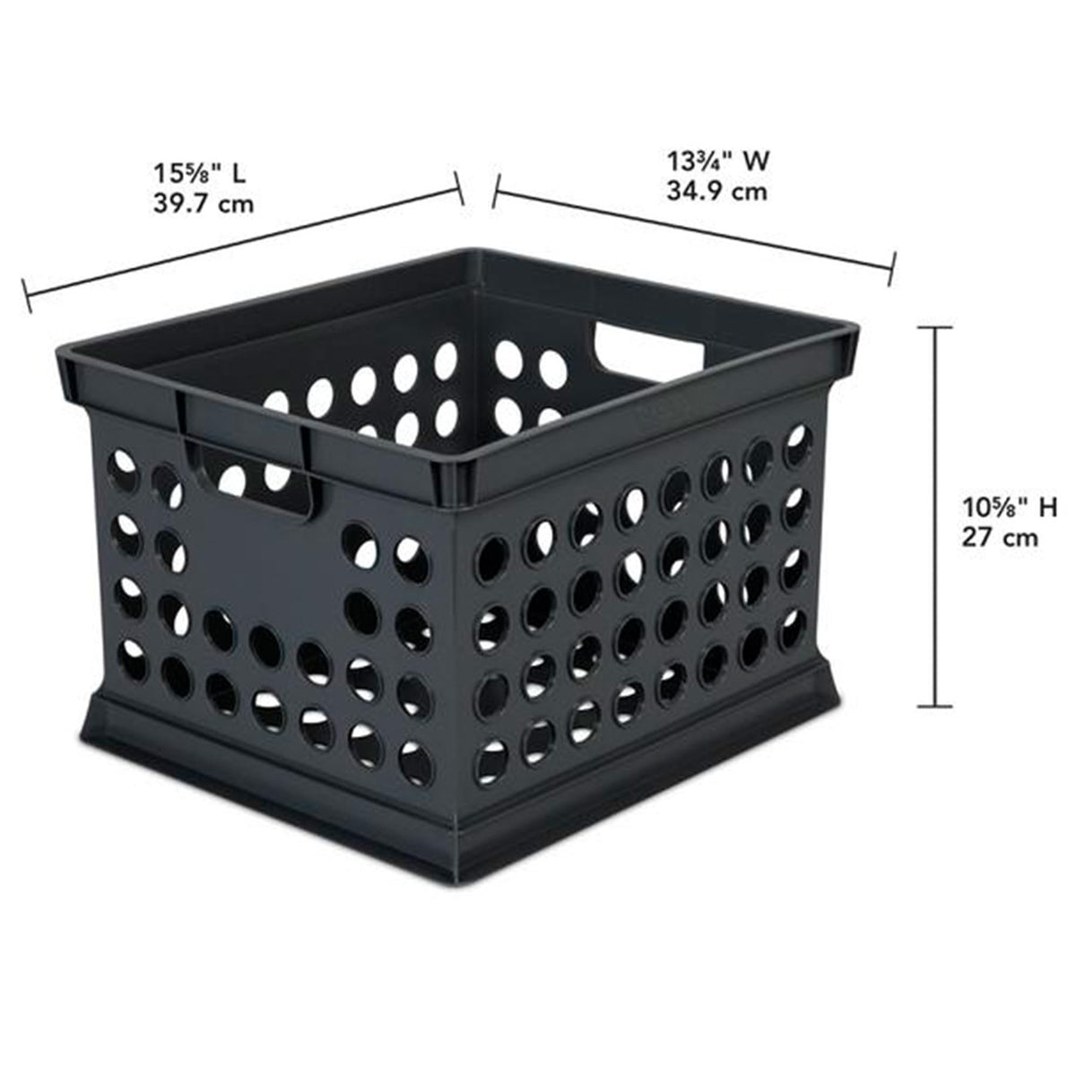 Sterilite Storage Crate Bin File Organizer for Home & Office, Black, 6-Pack