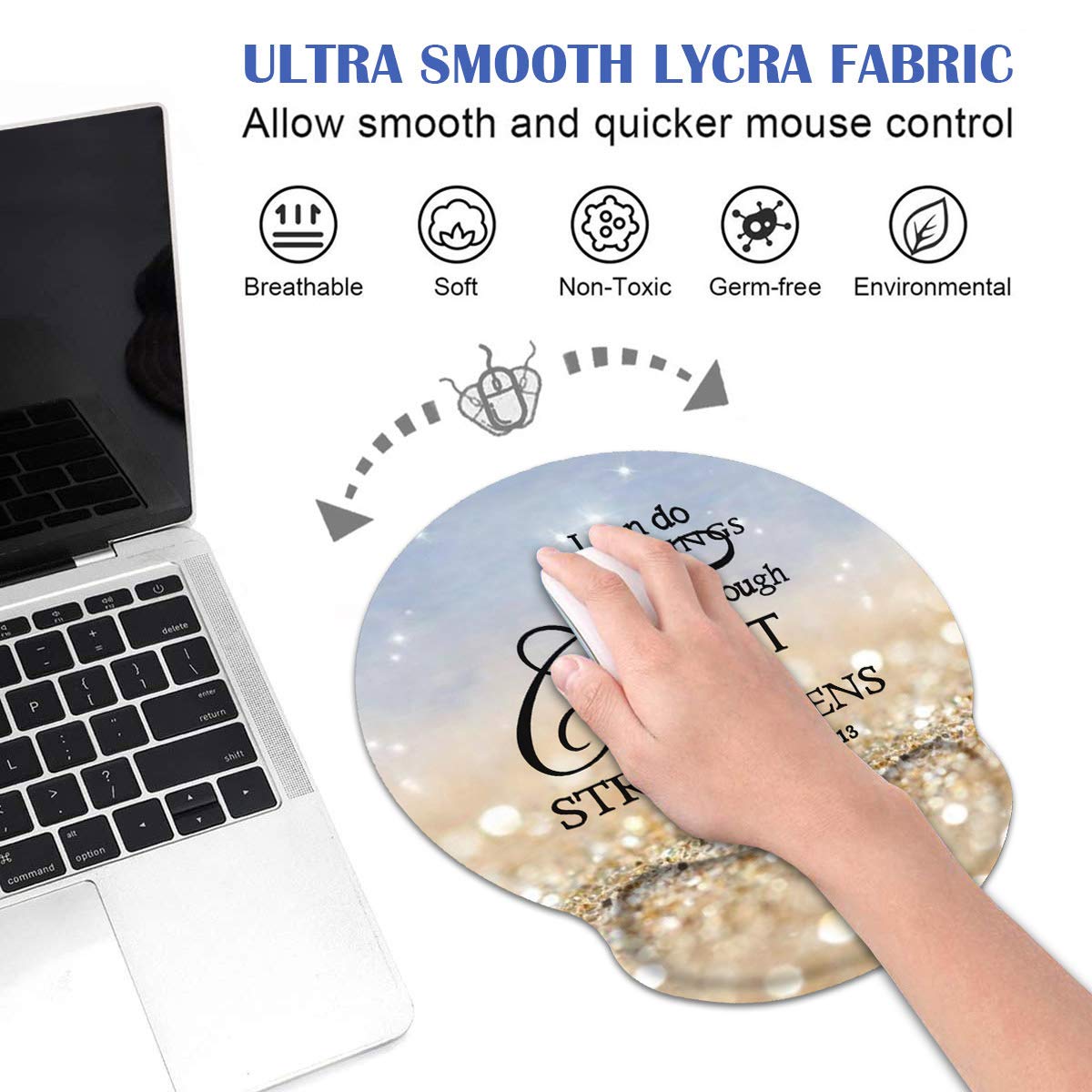 Ergonomic Mouse Pad Wrist Support and Coasters Set, Cute Wrist Rest Pad with Non-Slip PU Base for