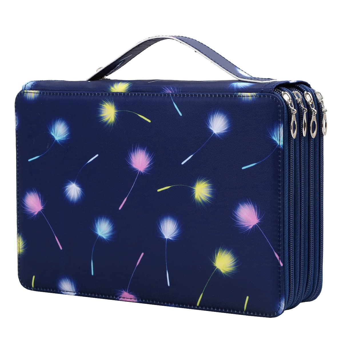 Lbxgap 200 Slots Pencil Case 4-Layer Zipped Holder w/Handle