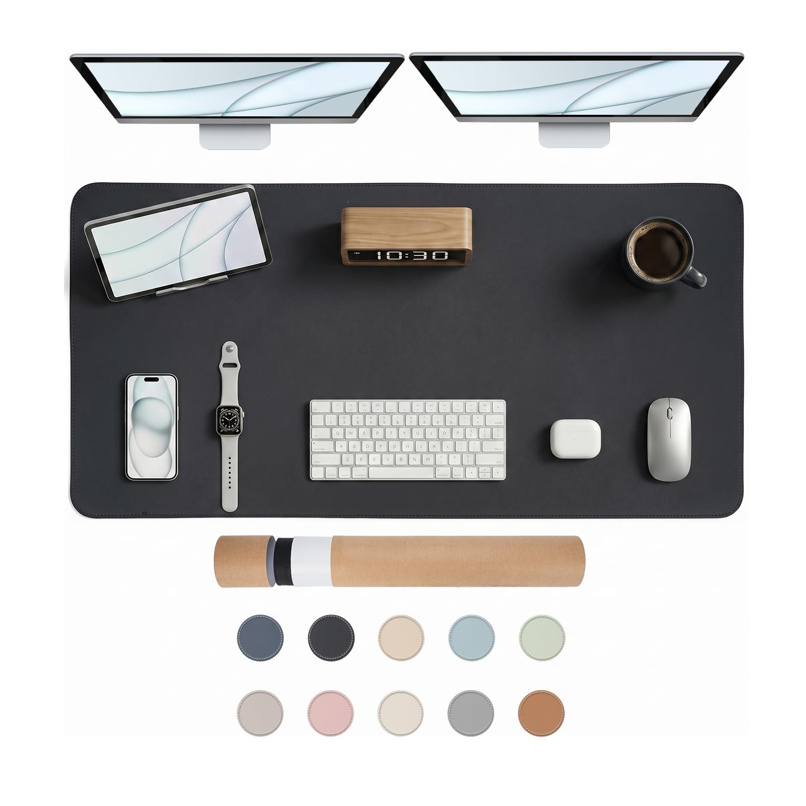 PROMATTOO Large Desk Pad Non-Slip Desk Mat Protector for Keyboard Mouse Waterproof Vegan Leather
