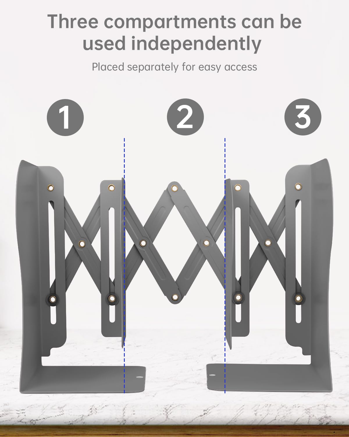 Honagu Adjustable Bookends, Metal Book Ends for Shelves Heavy Book