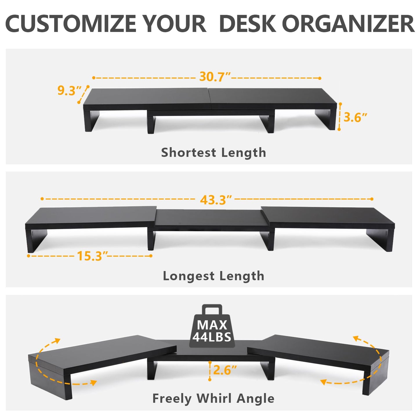 TAVR Monitor Stand Riser, Office Desktop Organizer Stand for 2 Monitors
