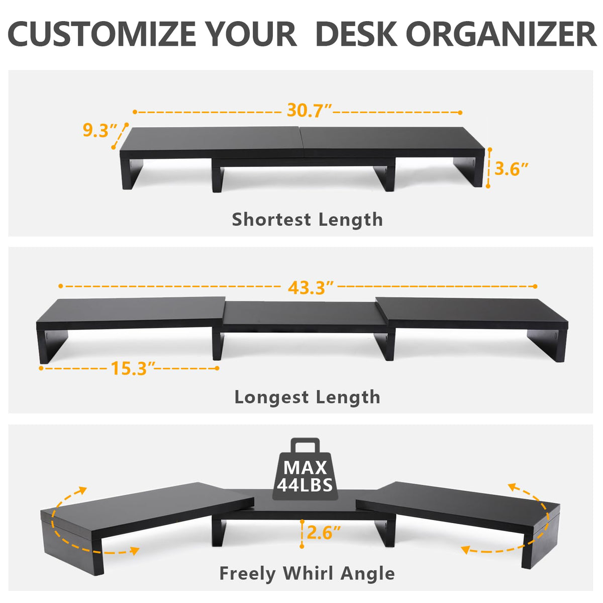 TAVR Monitor Stand Riser, Office Desktop Organizer Stand for 2 Monitors