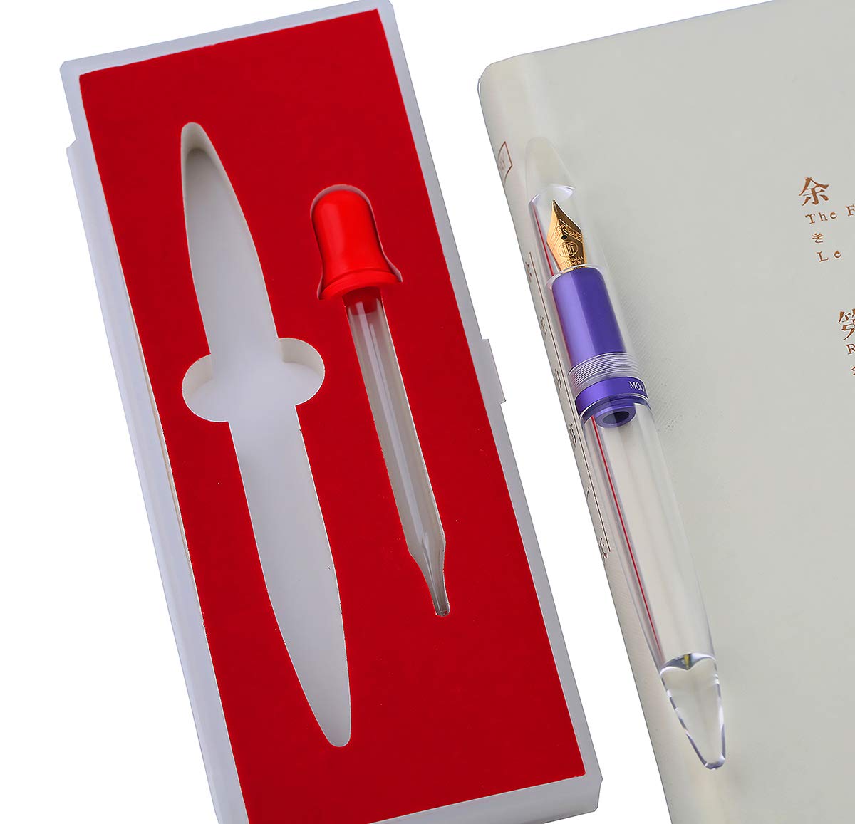 erofa MAJOHN M2 Fountain Pen Metallic Purple Transparent Eye Dropper Filling Large-Capacity Ink
