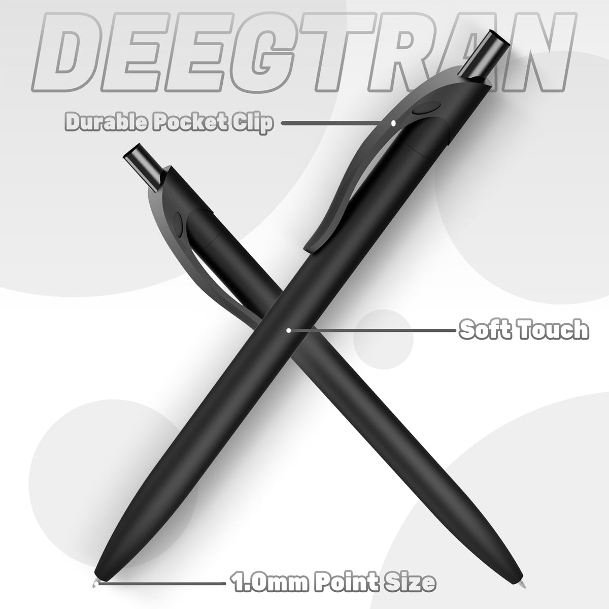 deegtran Pens Bulk, 50 Pack No Bleed Black Ink Click Pens, Wholesale Retractable Ballpoint Pens