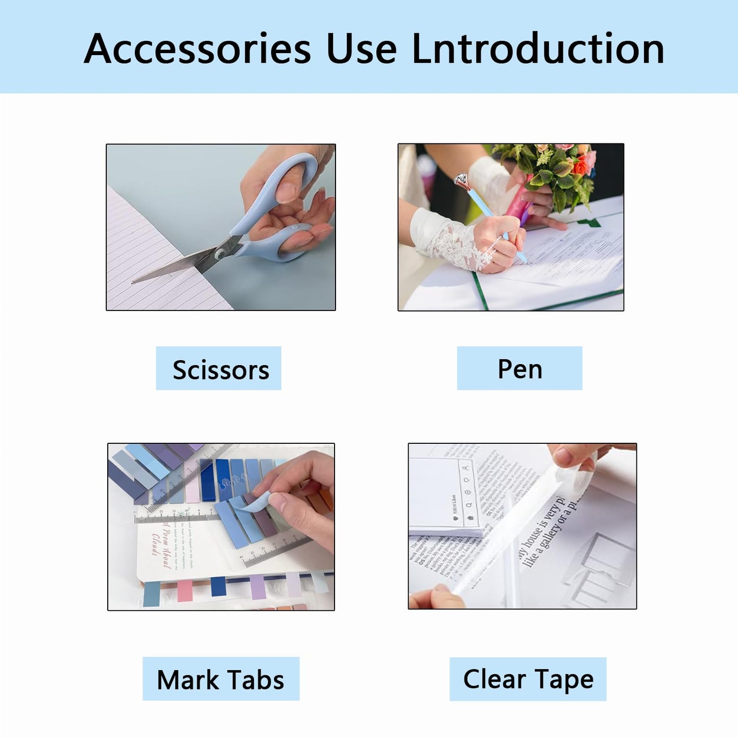 Office Supplies,Blue Desk Accessories,Office Supplies Set,Stapler and Tape Dispenser