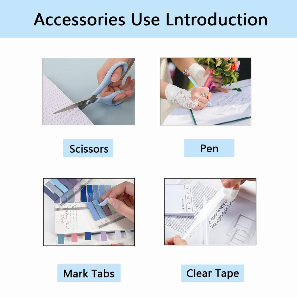 Office Supplies,Blue Desk Accessories,Office Supplies Set,Stapler and Tape Dispenser