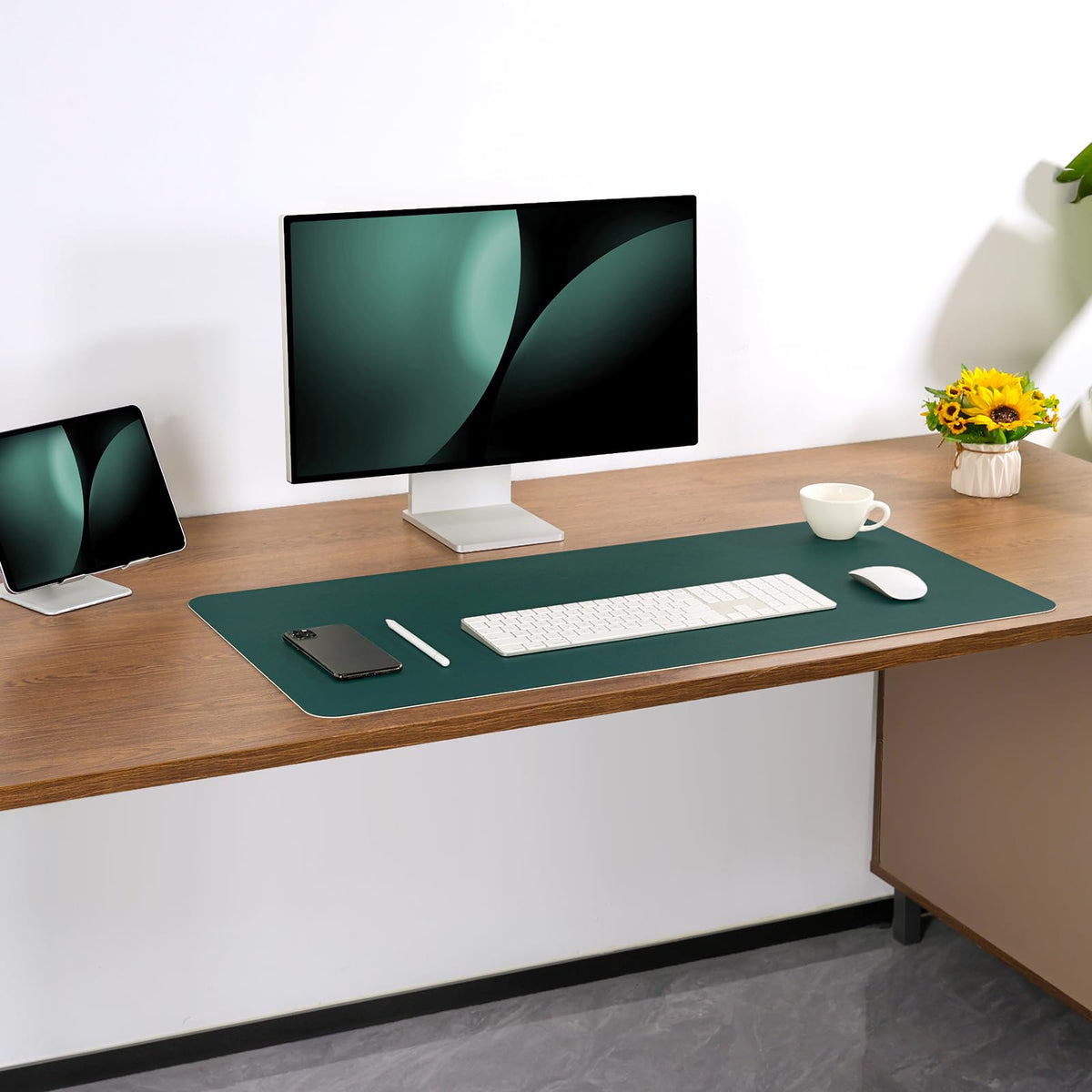 Jumdast Dual Sided Desk Pad Faux Leather Desk Mat Large Mouse Pad