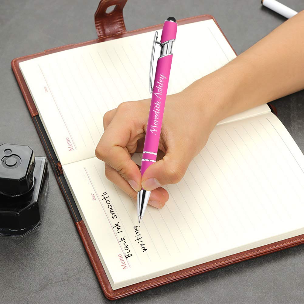 Aolun Personalised Pen,Custom Engraved Ballpoint Pen with Stylus,Soft Touch Metal,Enter Name,Logo