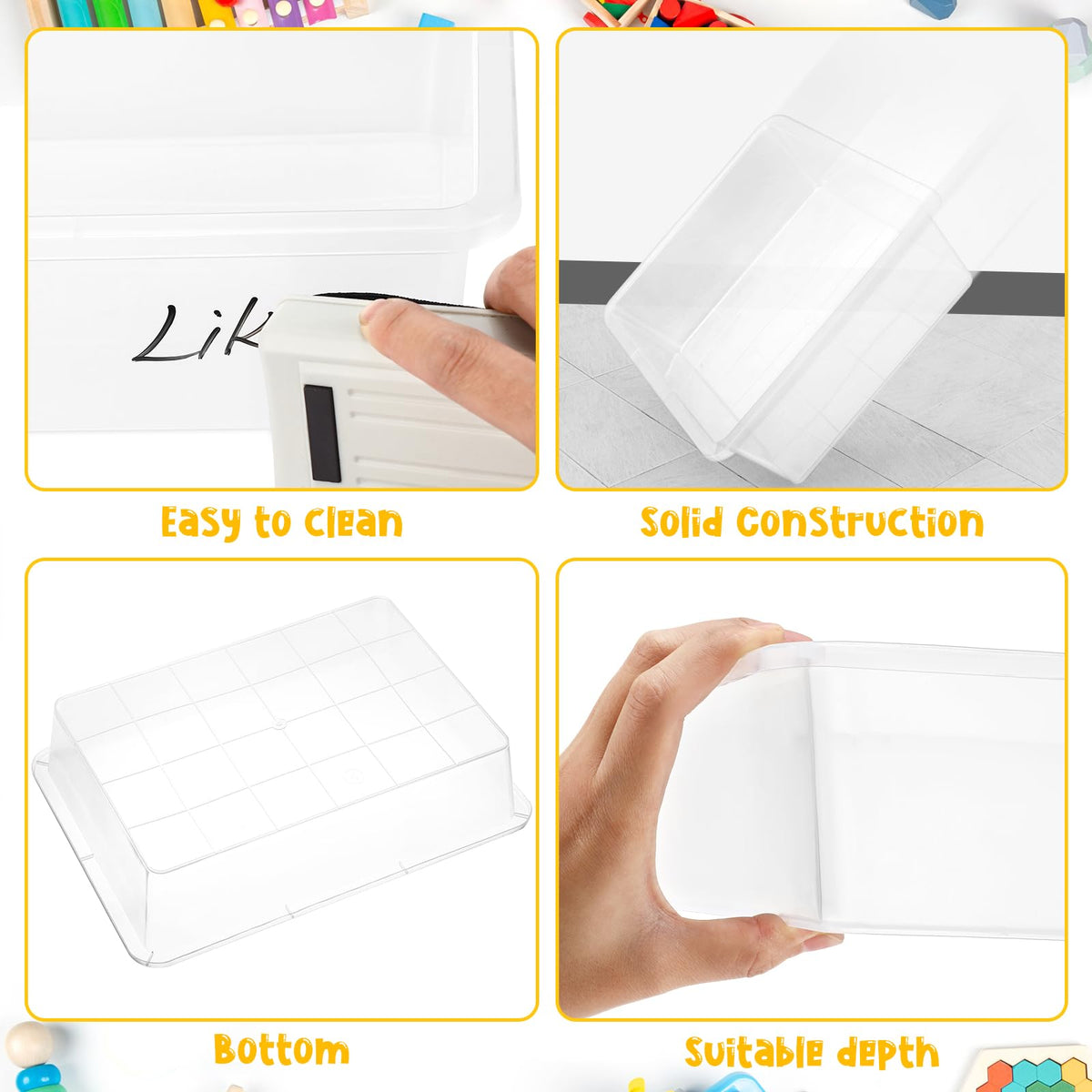 Hoteam 10 Pack Flat Bins Paper Trays,Clear,13.78 X 9.84 X 3.15 Inch