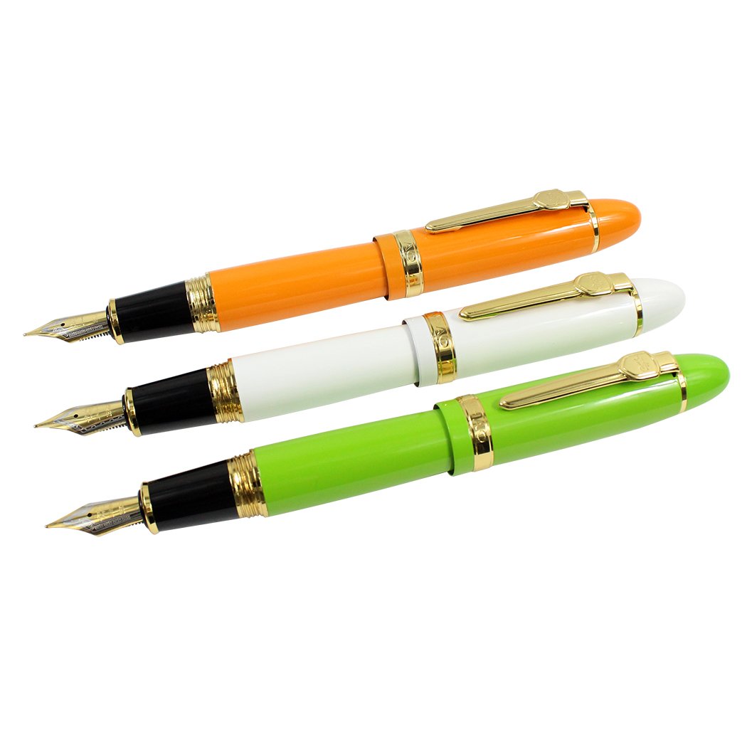 zoohot Jinhao 159 Fountain Pen Gold Trim Medium Nib Heavy Pen 3 Pieces in 3 Colors
