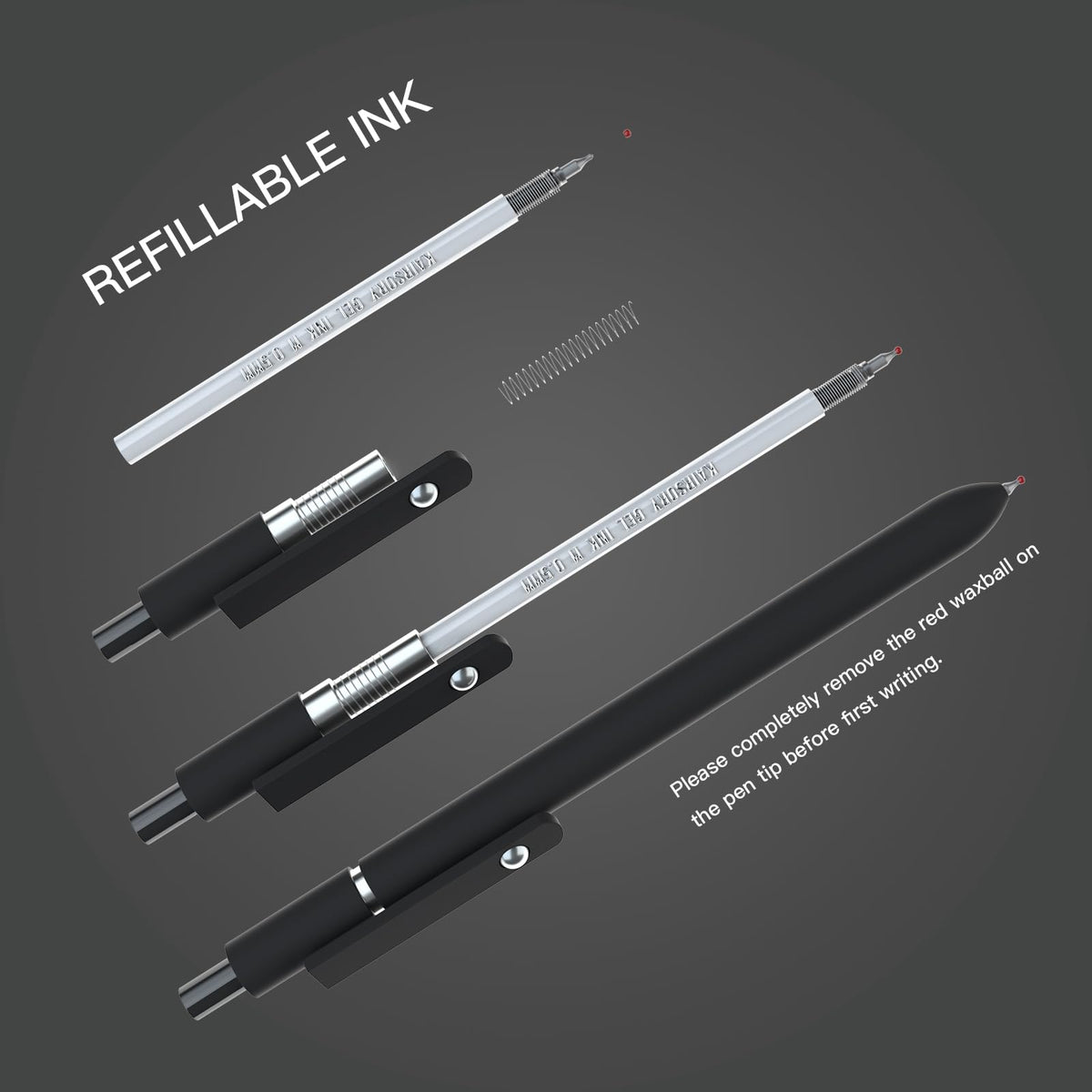 Kairsory Retractable Gel Pens,0.5mm Fine Point Pen Smooth Writing japanese gel pen, quick drying