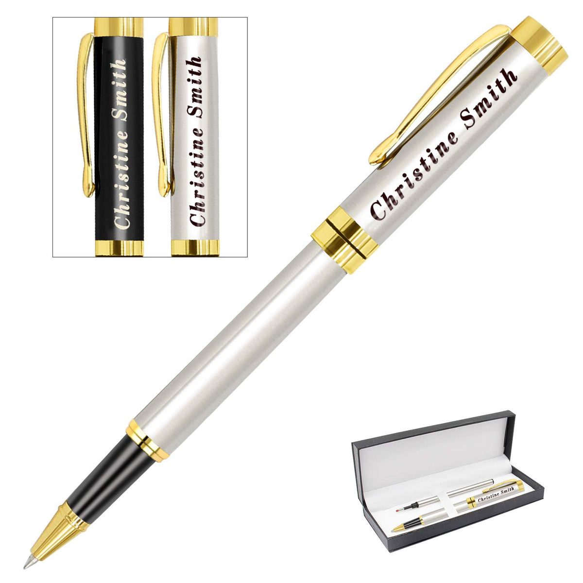 Amlion Personalized Pens Custom Engraved Pen with Name, Refillable Medium Refill, Personalized