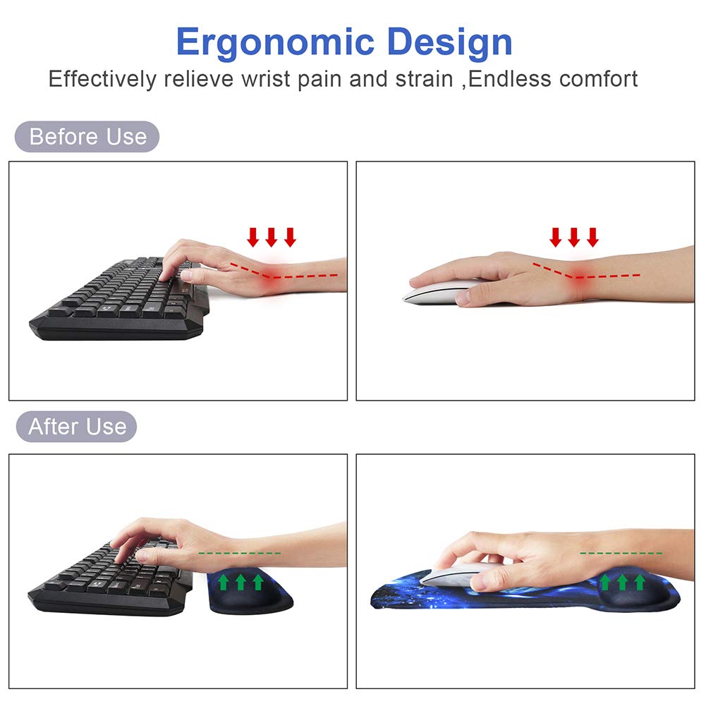 Mouse Pad with Wrist Support and Keyboard Wrist Rest Pad Set,Ergonomic Mouse Pads for Computers
