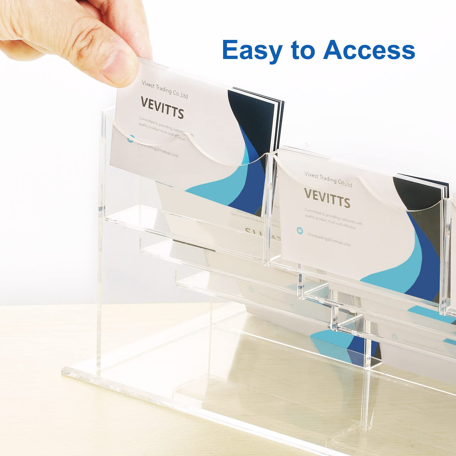 Vevitts Business Acrylic Card Holder Display for Desk, 12 Slots 4 Tiers Multiple-Clear Acrylic