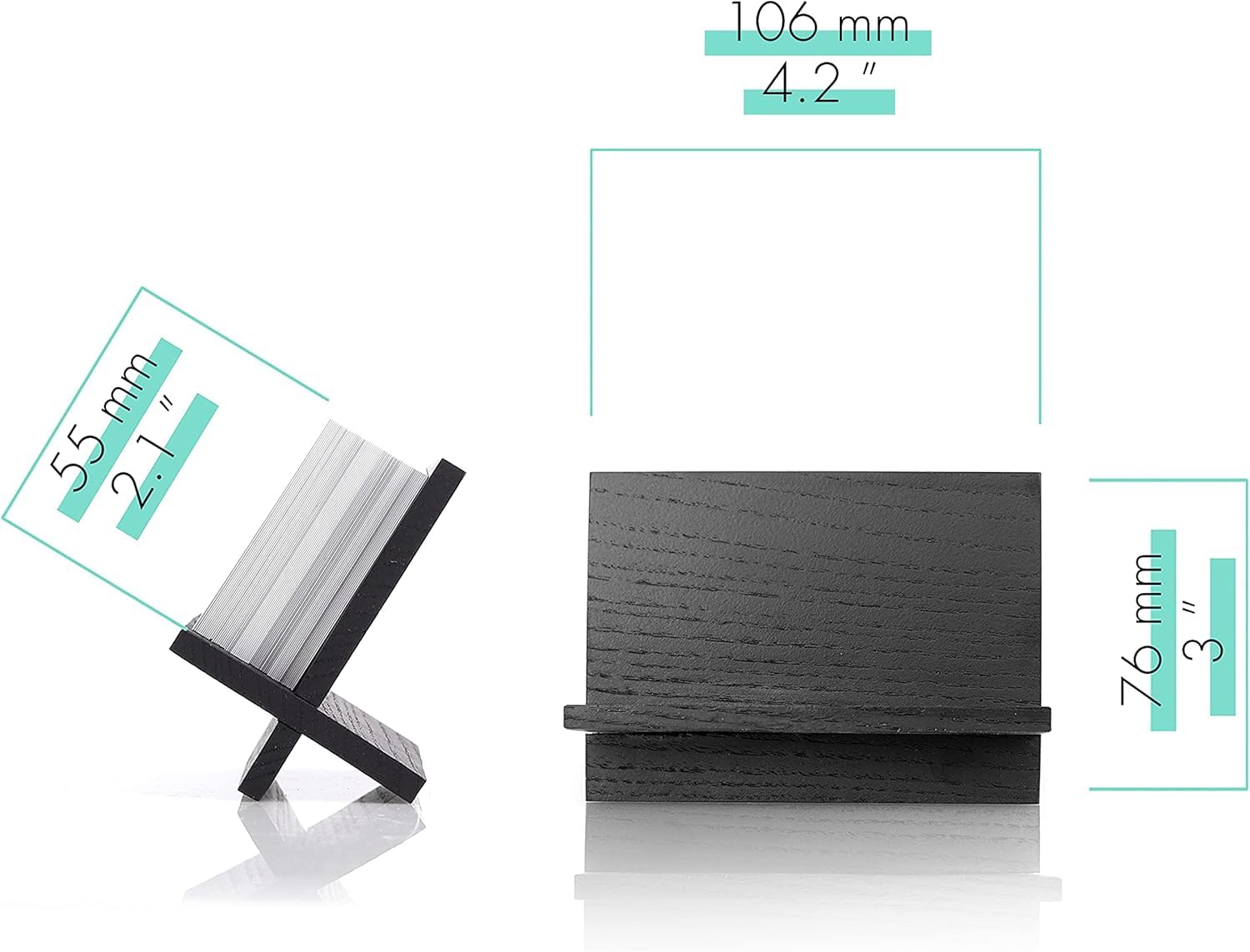TOROS store Set of 3 Business Card Holders for Desk - Black Wood Small Cards Holder, Professional