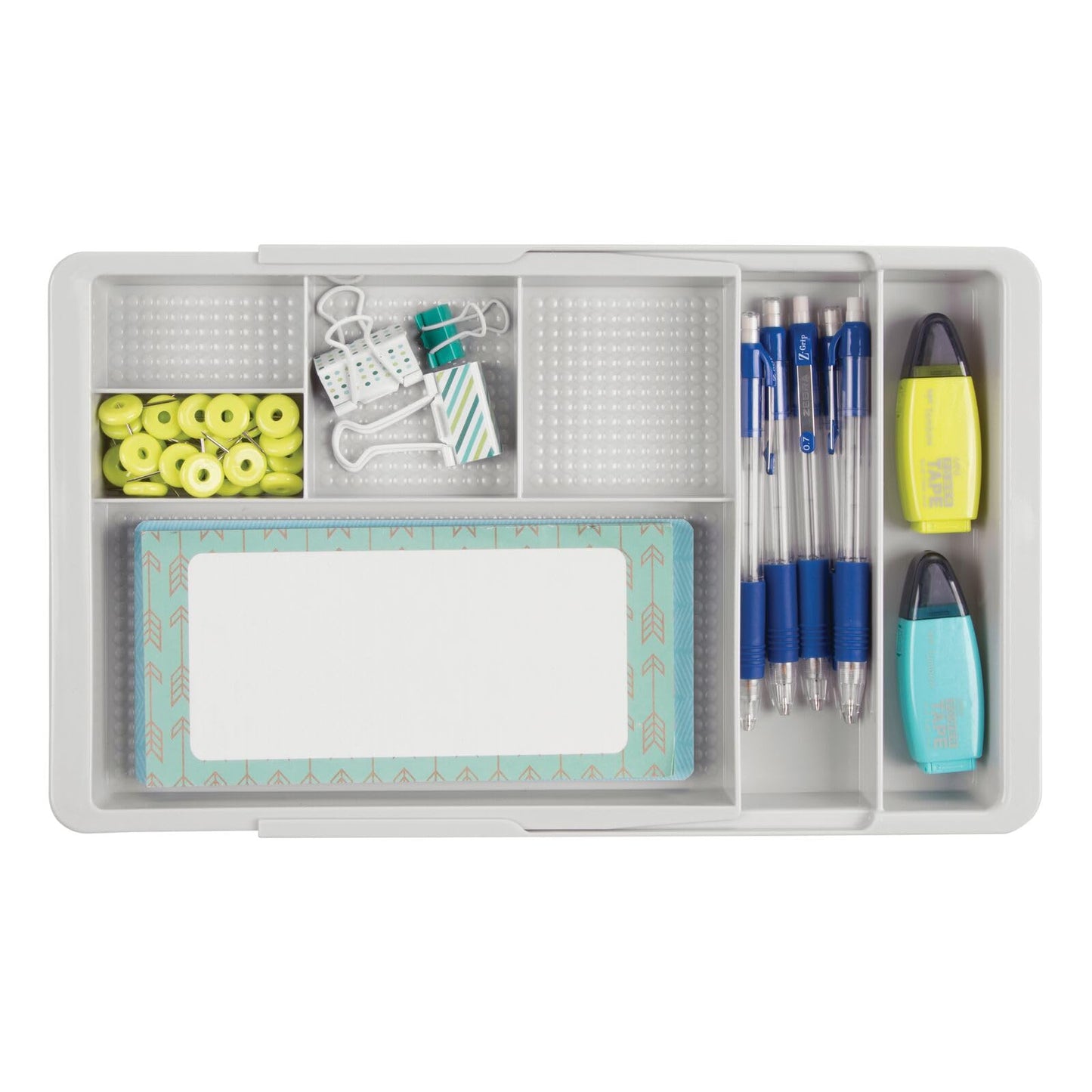 mDesign Expandable Plastic Drawer Organizer and Storage Container for Office Supplies - Gel Pen