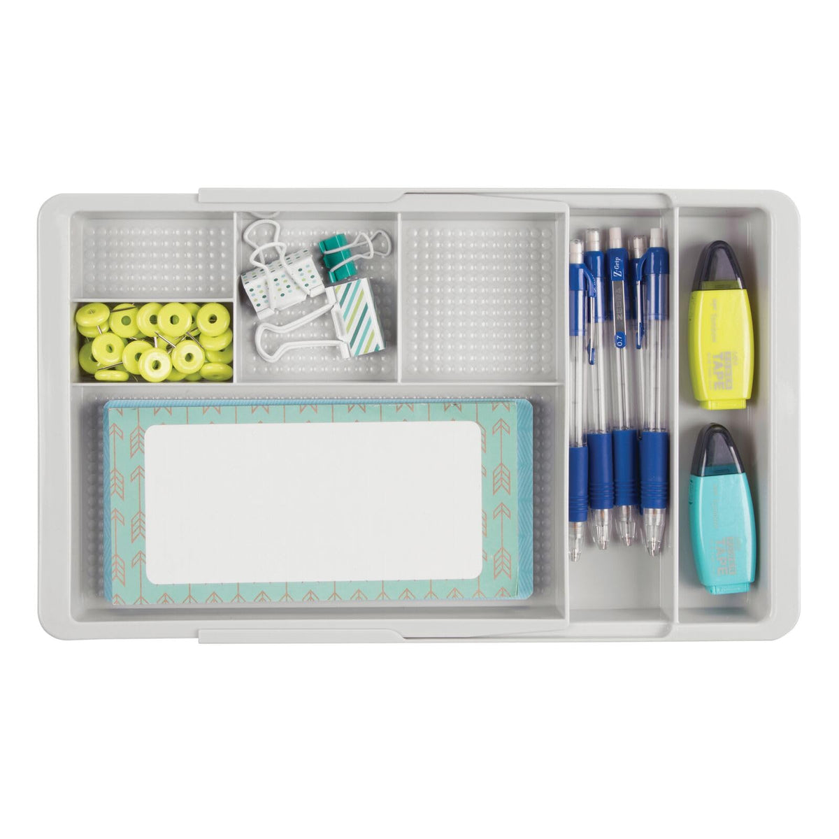 mDesign Expandable Plastic Drawer Organizer and Storage Container for Office Supplies - Gel Pen