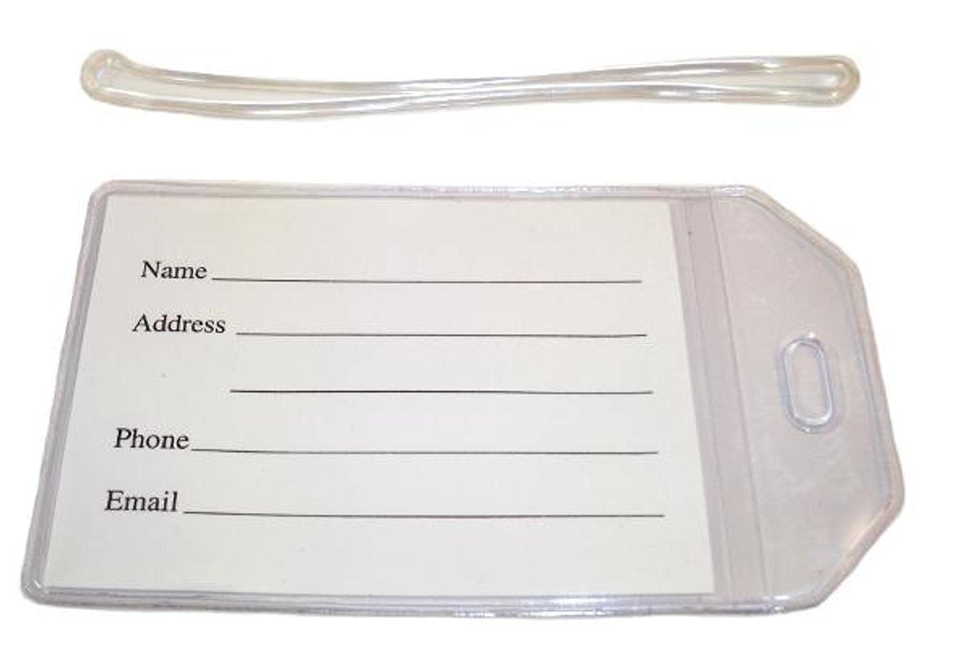 Clear Vinyl Luggage Tags with Loops & Name Cards (Set of 25)