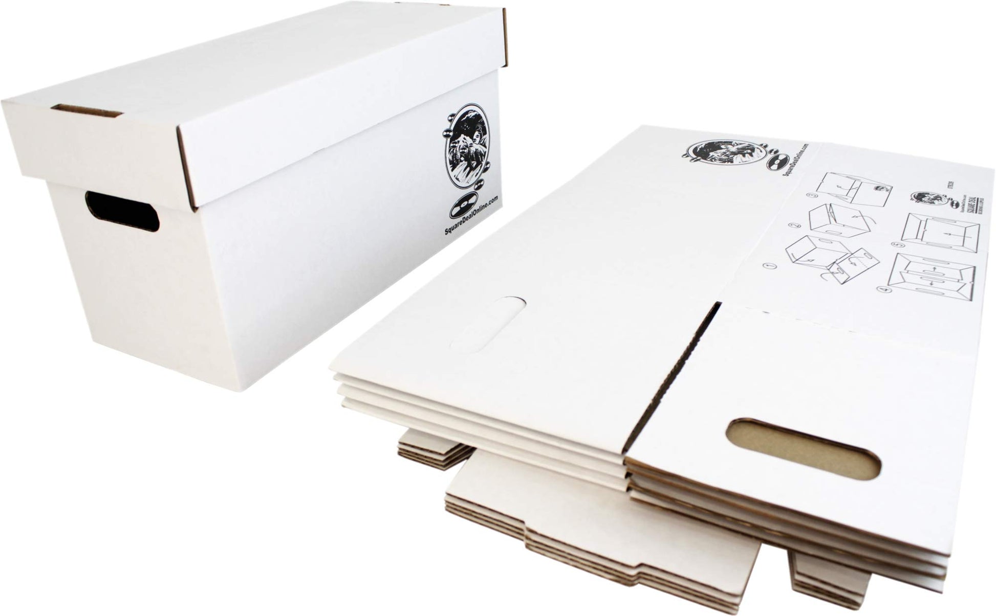 Durable Set of 5 - 7 inch Vinyl Record Storage Boxes - Sturdy Cardboard Construction with Removable