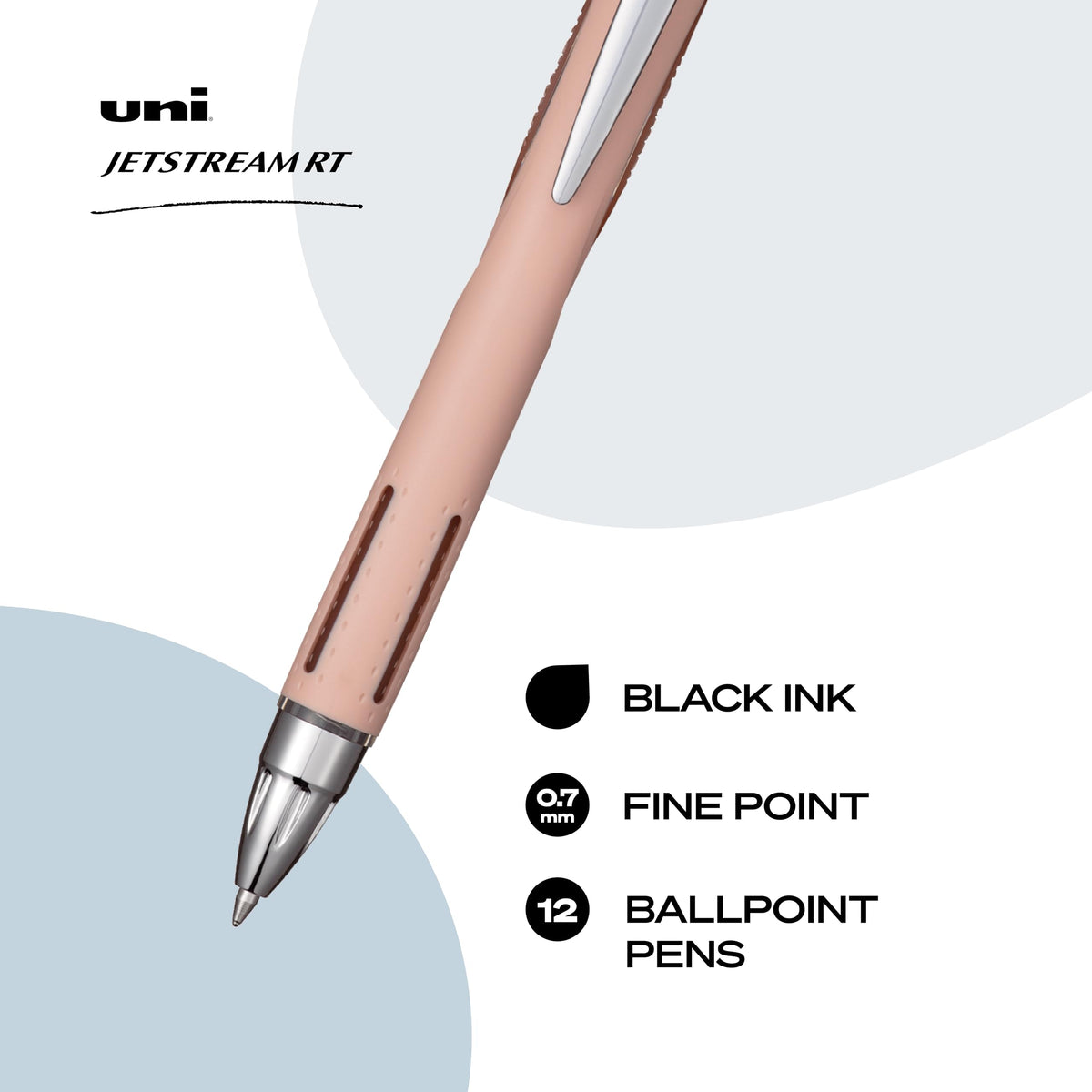 uniball™ Jetstream RT Ballpoint Pens, Black Ink, 0.7mm Fine Point, 12 Count