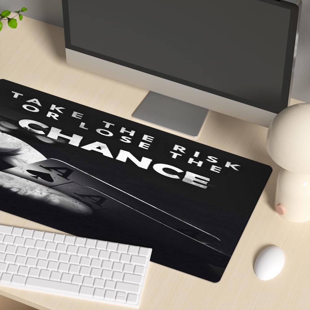 Reateforin Take The Chance Motivational Desk Mat Black,Inspirational Large Mouse Pad 31.5"x15.7"