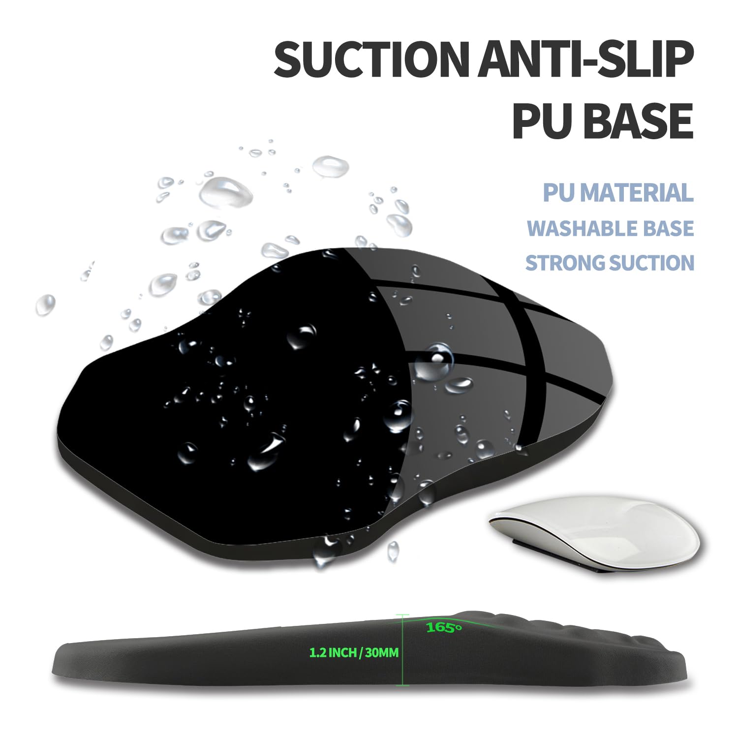 Gleamtide Ergonomic Raised Mouse Pad Wrist Support with Bilateral Slope Memory Foam Mousepad for