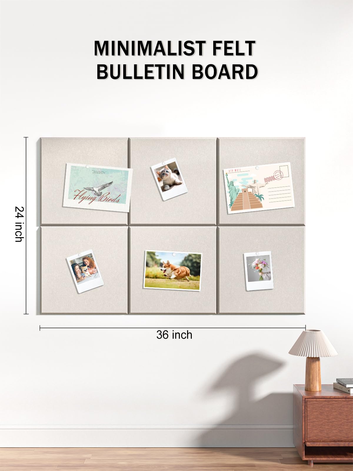 Hsurbtra Large Cork Board for Wall 36 x 24 Inch, 6 Pack Felt Bulletin Notice Board with Pushpins