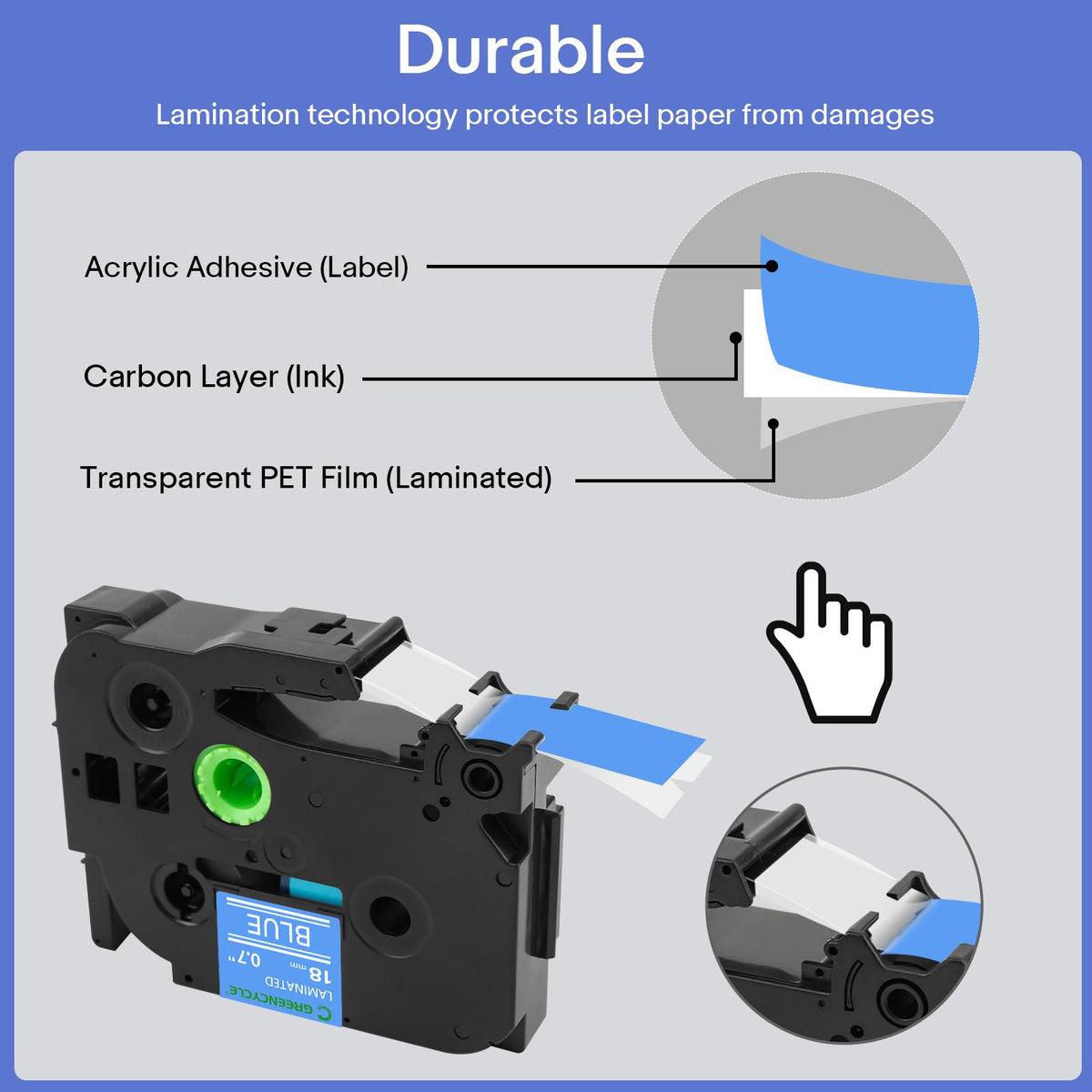 GREENCYCLE Compatible for Brother P-Touch Label Tape TZe-545 18mm 0.7" Laminated Blue TZe545 TZ-545