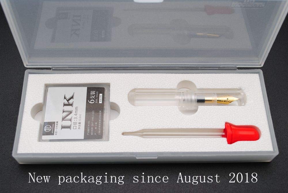 czxwyst Wancai Mini Transparent Pocket-Size Eyedropper Fountain Pen Fine Nib 0.5mm (Clear and