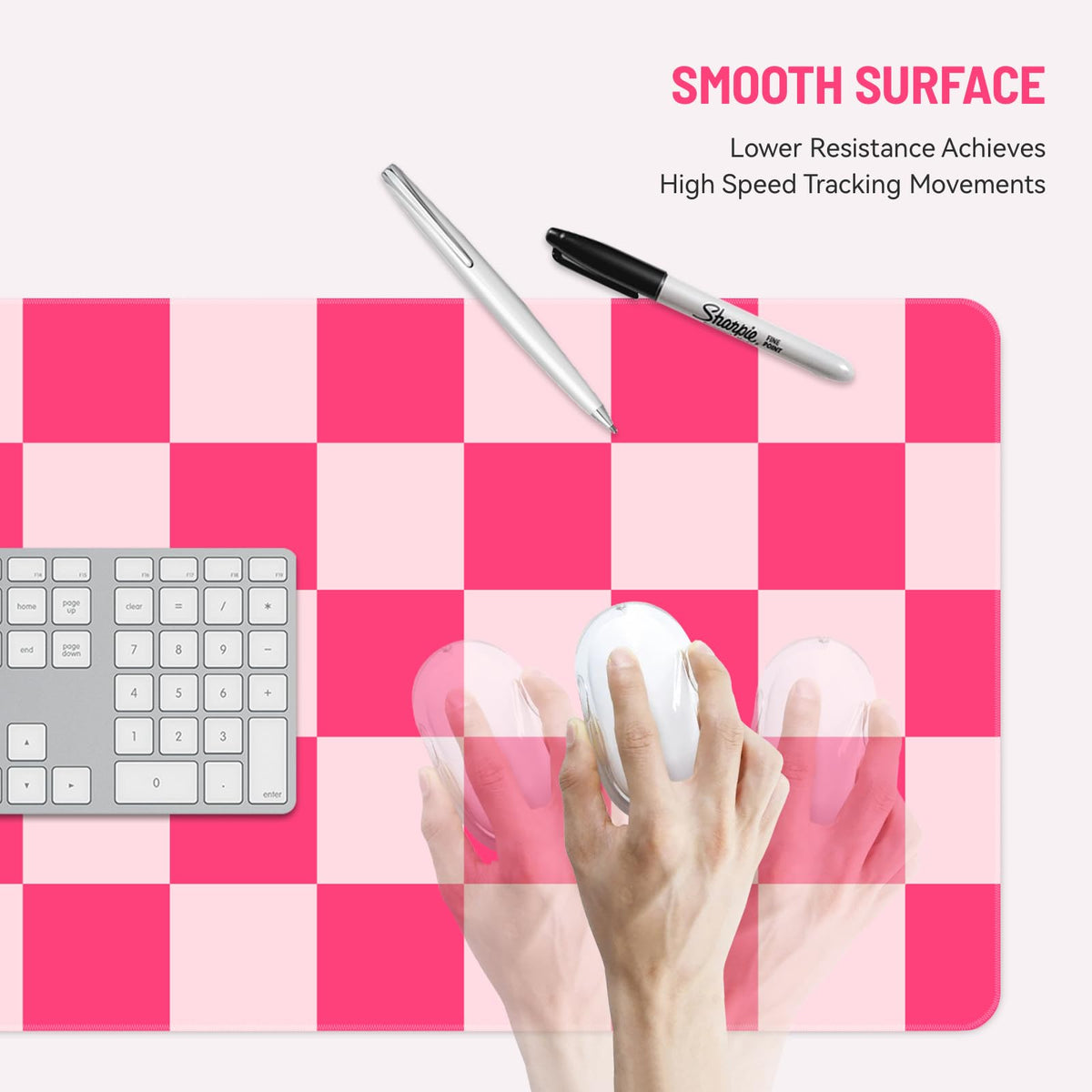 Stanoha Cute Desk Mat for Keyboard Desktop Extra Large Mouse Pad, Plaid