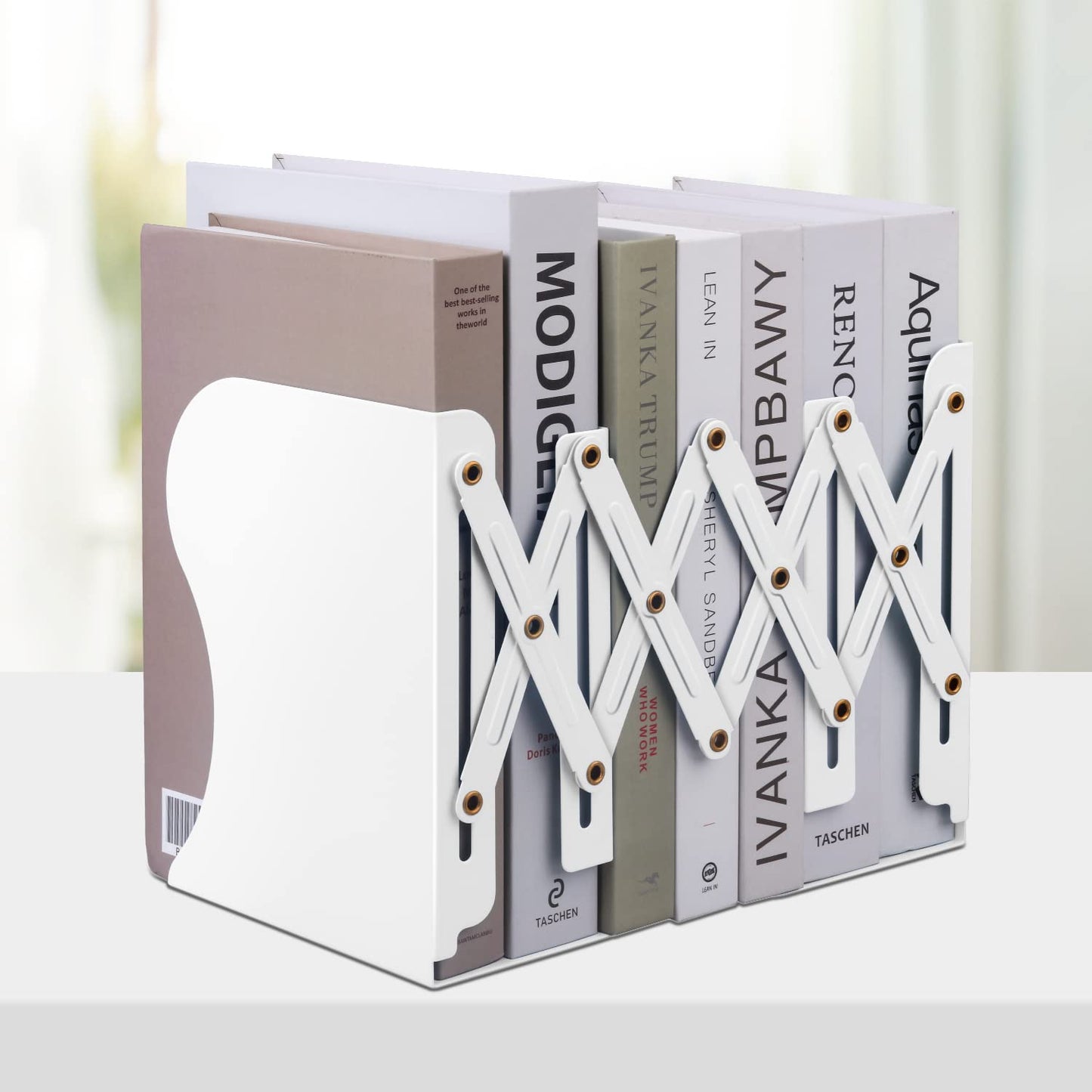Honagu Adjustable Bookends, Metal Book Ends for Shelves Heavy Book