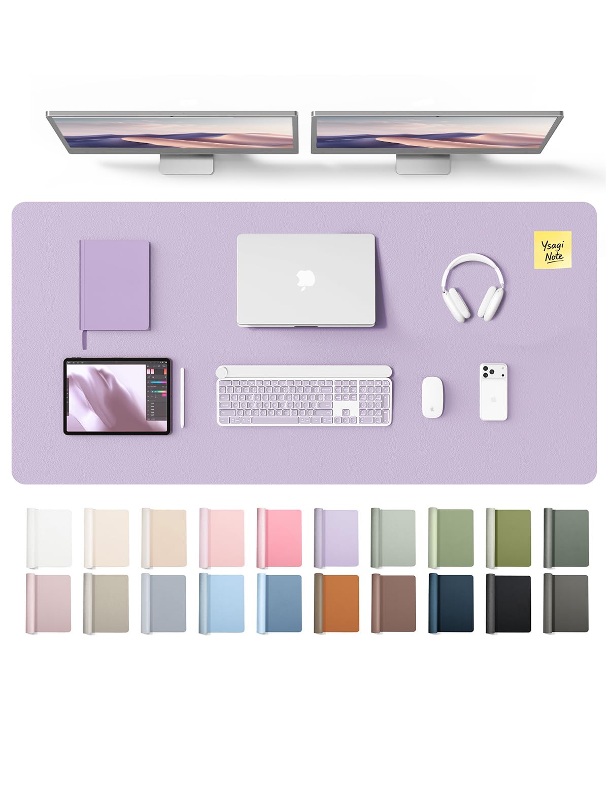 YSAGi Leather Desk Pad Protector, Office Desk Mat, Large Mouse Pad, Non-Slip PU Leather Desk