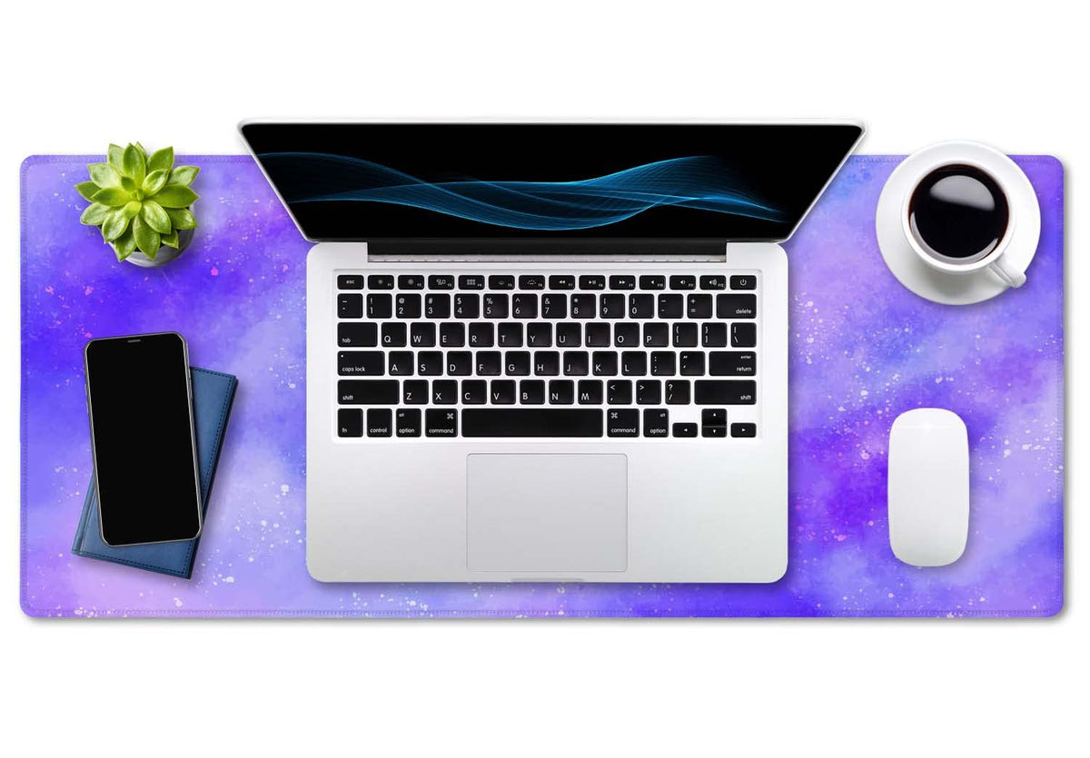SSOIU Cute Purple Pastel Sky Desk Mat, Extra Large Desk Mat, Desk Mousepad Extended Large Non-Slip