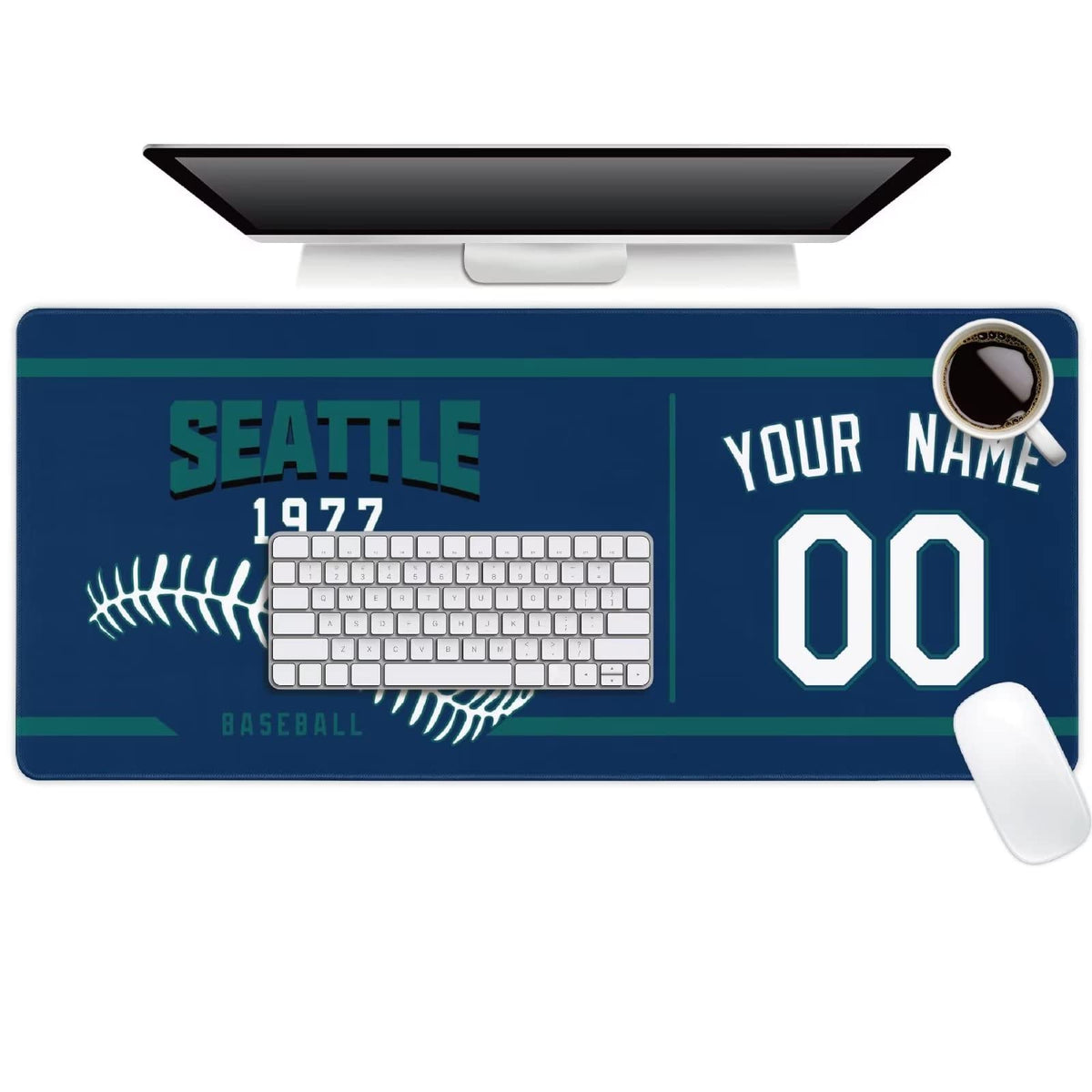 Seattle Mouse Pad Custom Any Name and Number Personalized Desk Pad for Men Women Youth Gifts