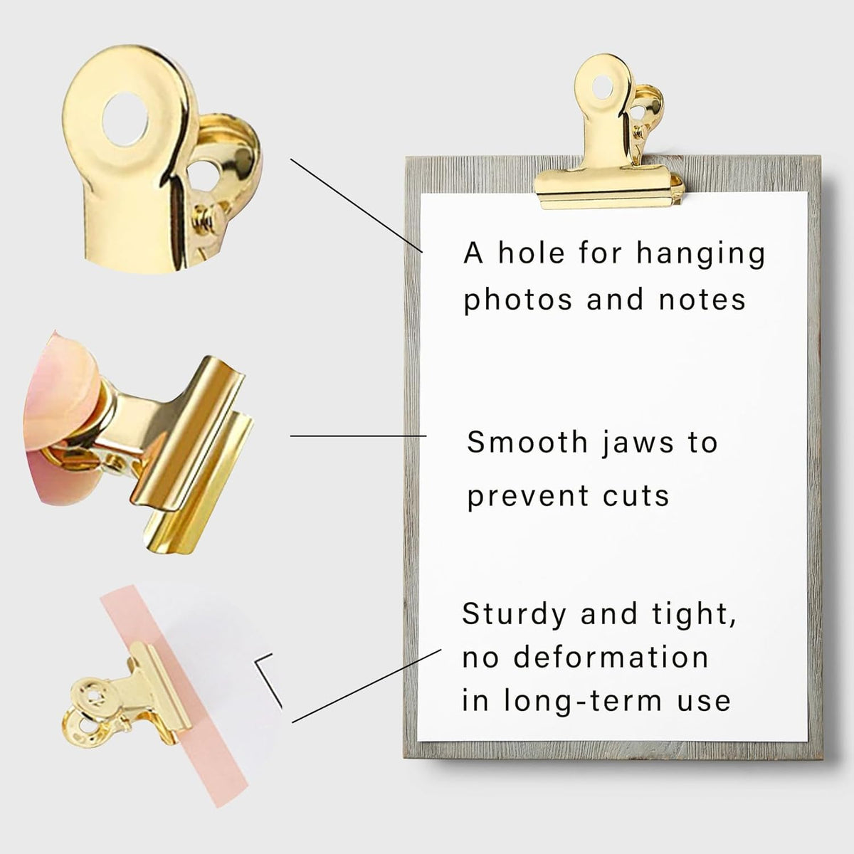 YUCHIYA 12 Pack Bulldog Clips with Push-pins for Corkboard,Metal Clips for Crafts, Metal Binder