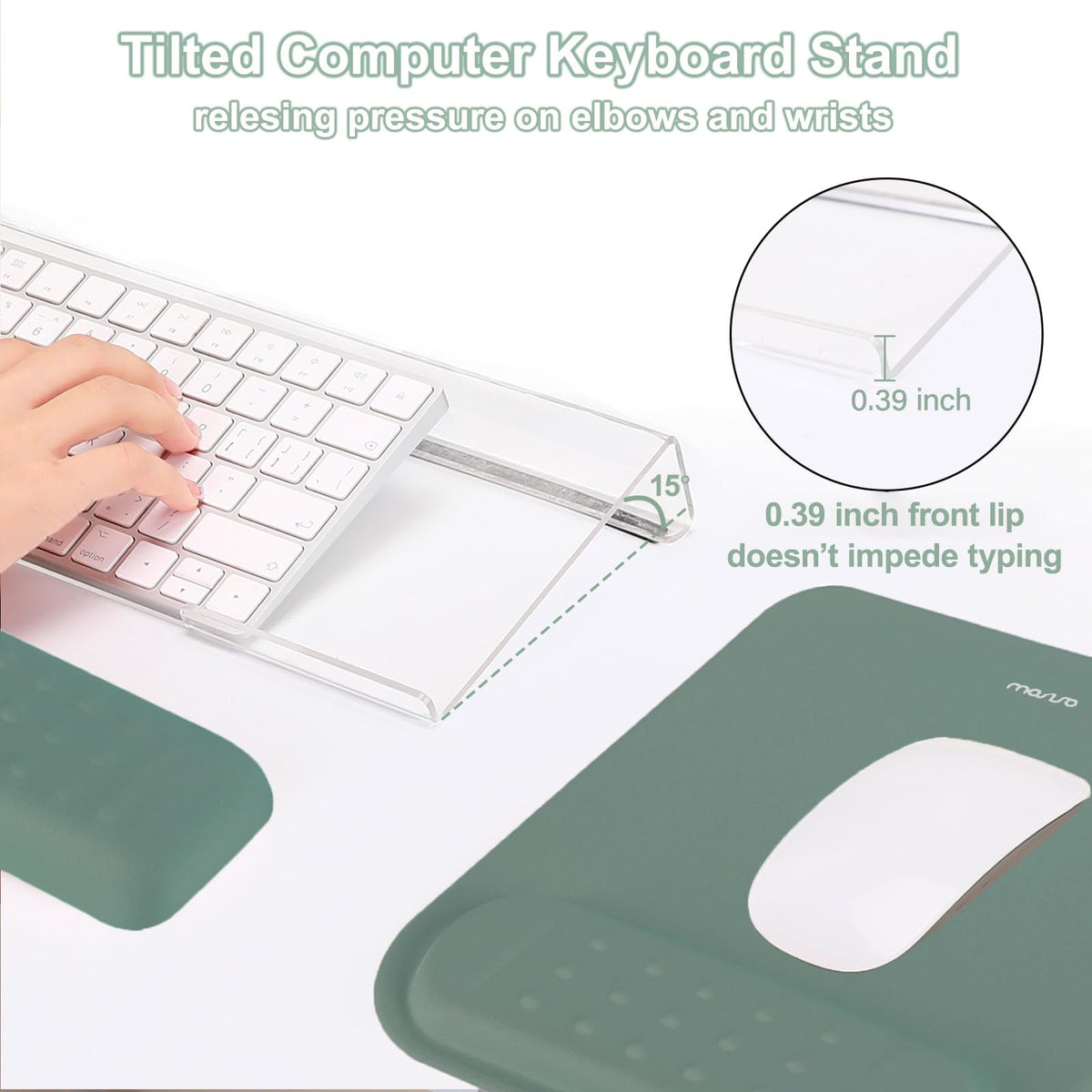 MOSISO Keyboard Stand&Wrist Rest Support for Keyboard &Mouse Pad Set