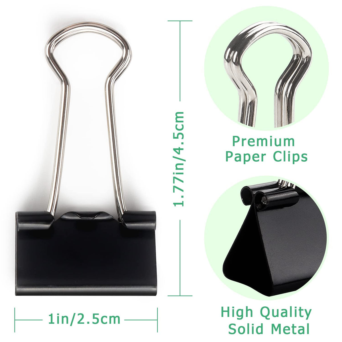 ZZTX 36 Pack Binder Clips 1.0 Inches Black