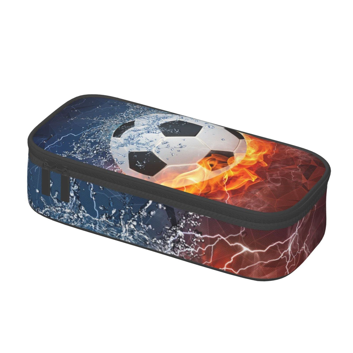 Soccer Pencil Case for Boys Teens Men, Sports Pencil Box with Soccer Balls Pattern, Large Capacity